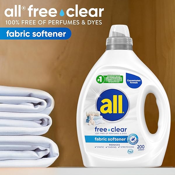 ALL FREE CLEAR, ORIGINAL, LIQUID FABRIC SOFTENER FOR SENSITIVE SKIN, UNSCENTED AND HYPOALLERGENIC, CONCENTRATED, 80OZ, 200 LOADS