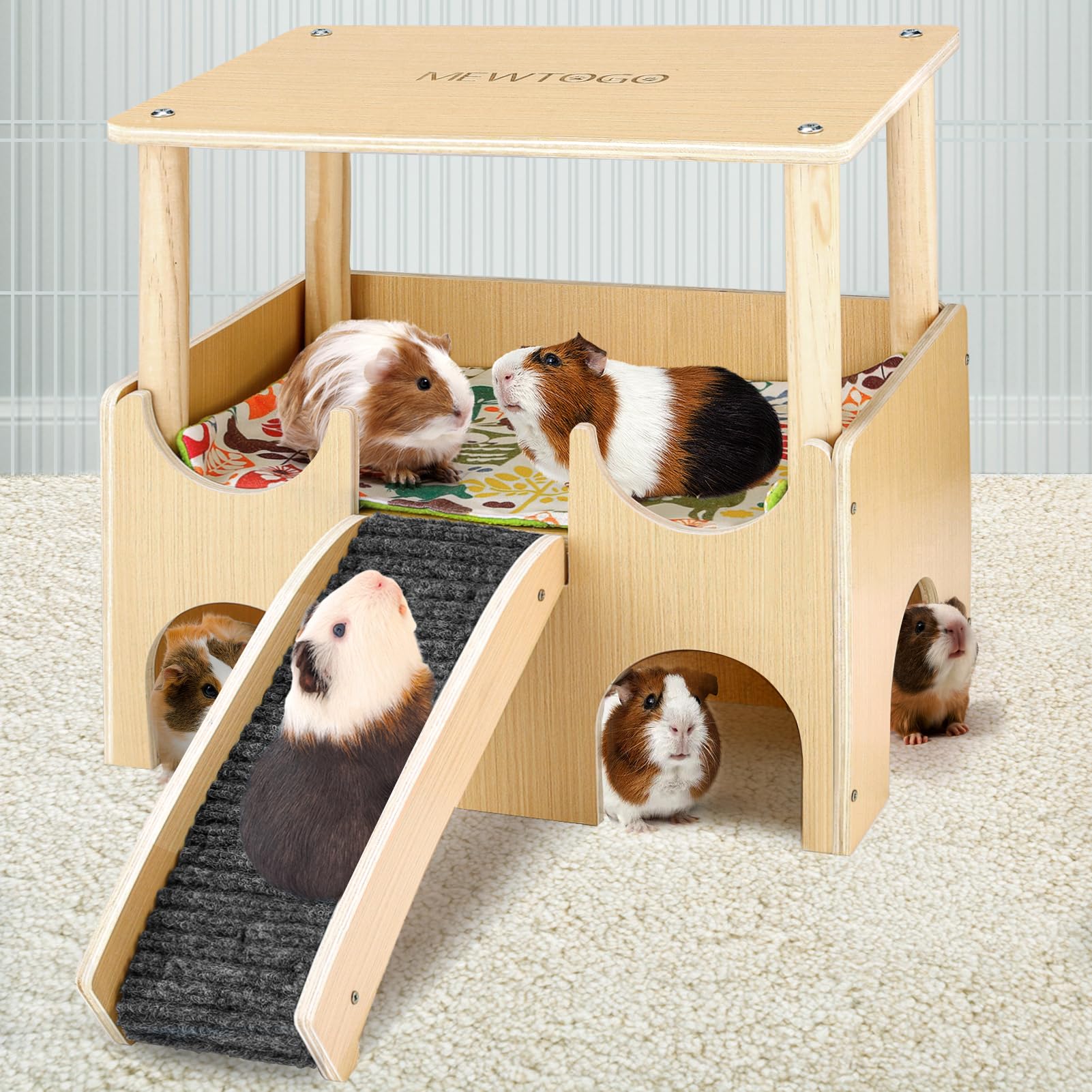 Mua Large Wooden Guinea Pig Hideout - 2 Tierd Sturdy Guinea Pig House ... - Guinea Pig Toys With Easy Installation