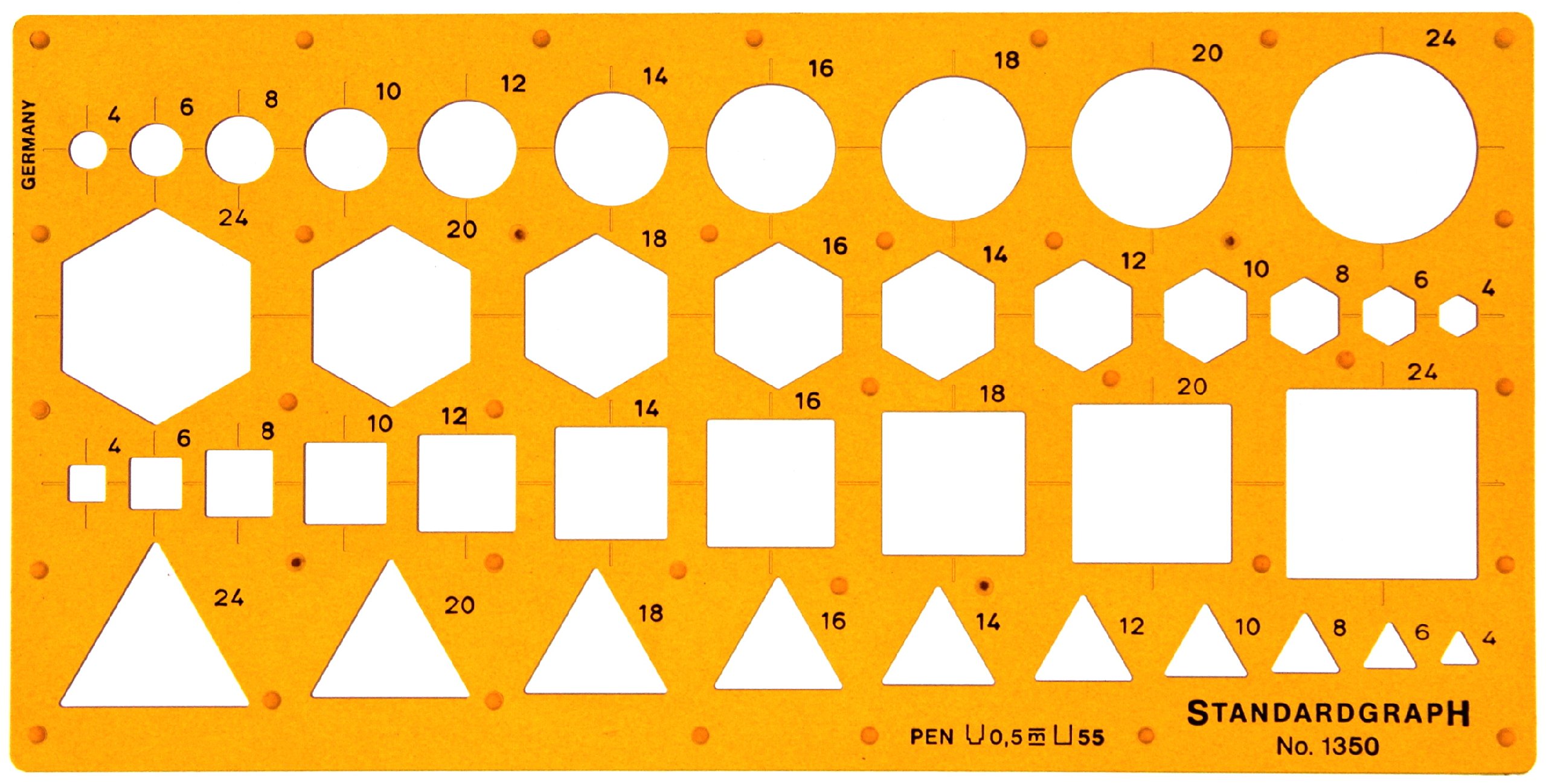 Circle Triangle Square Hexagon Shape Symbols Geometric Figures Drawing Drafting Template Stencil