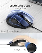 TECKNET USB Wired Mouse 6400 DPI 6-Button Ergonomic USB Plug and Play view 4
