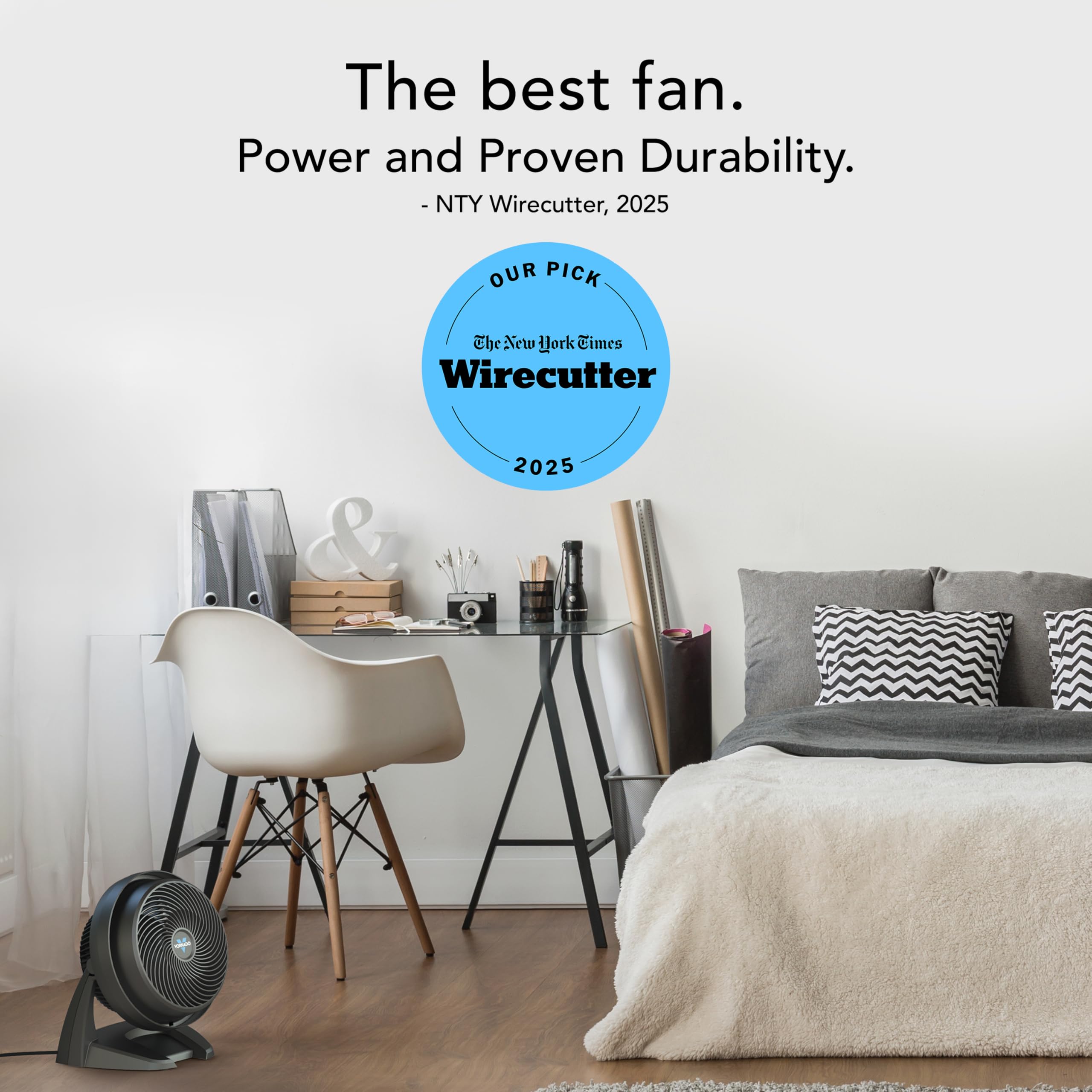 Vornado 630 Mid-Size Whole Room Air Circulator Fan for Home, 3 Speed Settings, Adjustable Tilt, Removable Grill, 9 Inch, Powerful Airflow, Manual Control Dial, Quiet Fan for Bedroom, Black