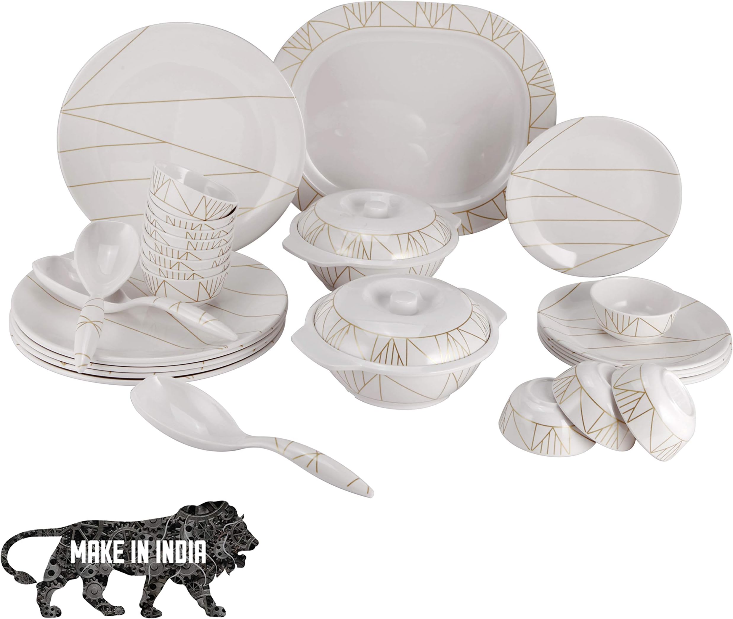 STEHLEN Melamine Dinner Set - 32 Pieces, White