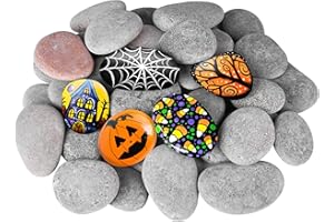 DOJOBKINB River Rocks for Painting 35 Pcs Large 2-3 Inch Flat Smooth Painting Stones Craft Rock to Paint for Kids Crafts Painting Bulk