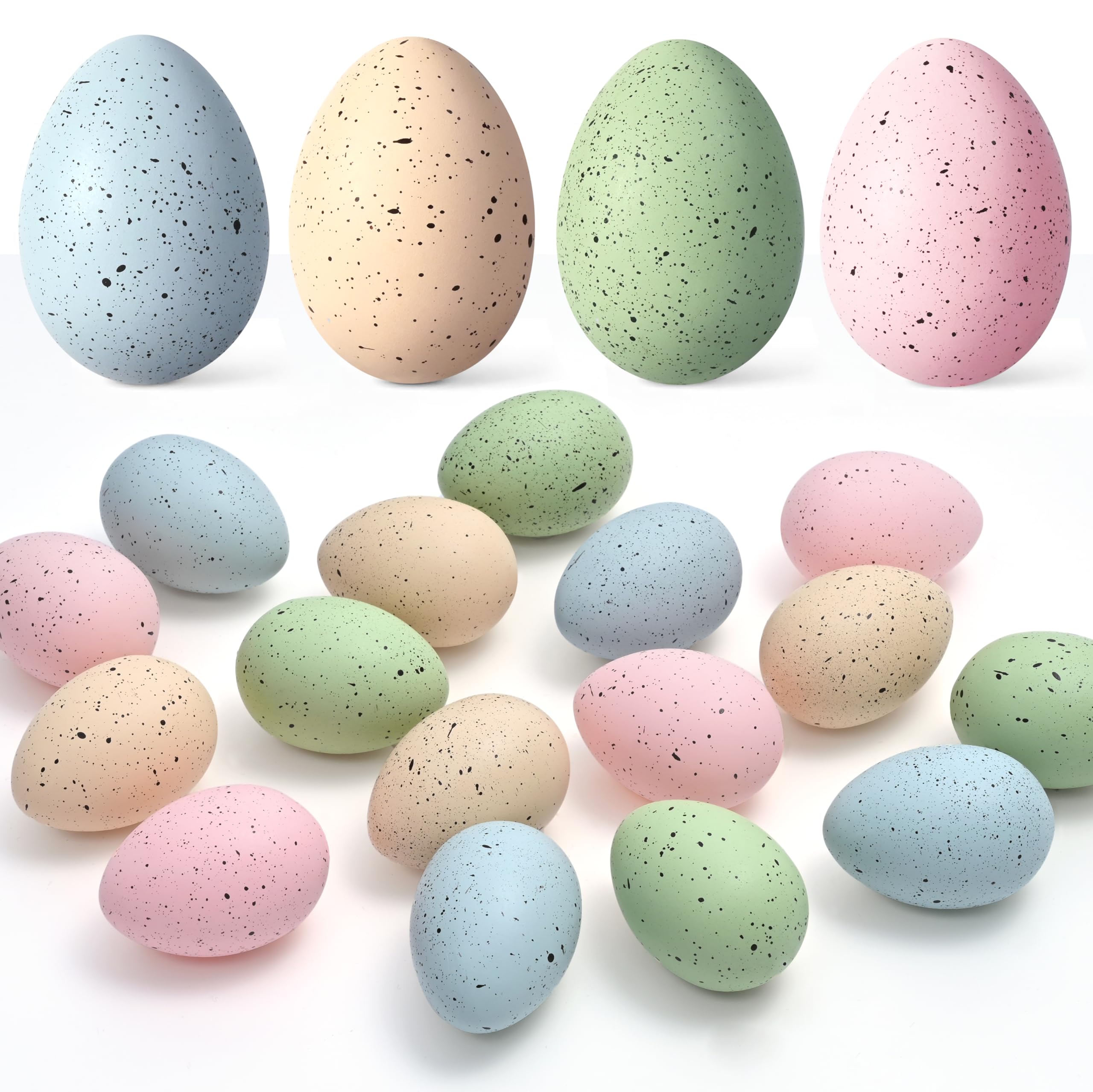 Photo 1 of Waipfaru 16 Pcs Easter Eggs, Plastic Easter Decorations, Speckled Easter Table Decor, Easter Centerpiece Table Decorations for Indoor Outdoor Home Vase Filler Basket Spring Party DIY(Lively Colors)