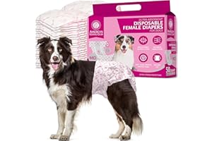 American Kennel Club Female Dog Wrap, Disposable Diapers with Wetness Indicator, Medium, 50 Count