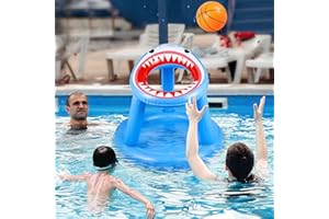 JOINBO Pool Basketball Hoop Games Toys, Floating Inflatable Pool Shark Games Indoor/Outdoor for Kids Adults with 1 Basketball
