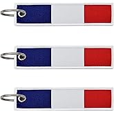 LLBFHH 3 Pcs France French Country Flag Keychain,Woven label Key Chains for Car Keys,Fabric Key Chains Men and Women,Used for Various Decorations.