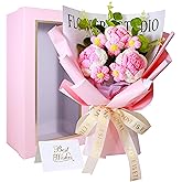 Crochet Flower Bouquet – Handmade Flower Bouquet With Roses And Daisies – Knitted Flowers Gift For Mom, Teacher, Graduation, Birthday, Sympathy, Wedding, Home Decor, Valentine’S, Mother’S Day (Pink)