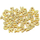 AUEAR, 52 Pack Gold A-Z 8mm Full Rhinestone Slide Charms Crystal Alphabet Letter Alloy for Bracelets Necklace Wristbands DIY Jewelry Making