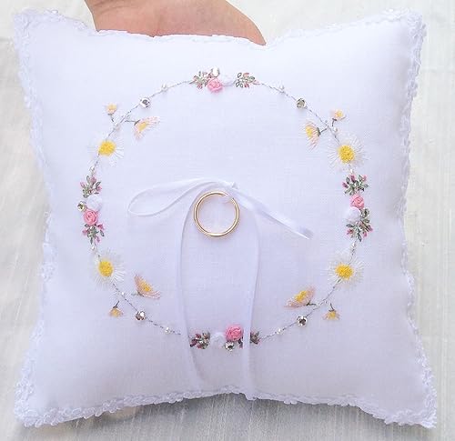 Amazon Com Hand Embroidered Ring Bearer Pillow Handmade