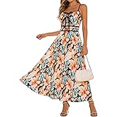 GRACE KARIN 2026 Women's Summer Maxi Dresses, Tie Front Floral Boho Dress, Spaghetti Strap Sundress with Pockets