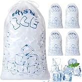 Ice Bags 8 lb with Drawstring, 50 Count Ice Bag for Ice Machine, Heavy-Duty Reusable Ice Cube Bags, Portable Storage and Freezer Keeper