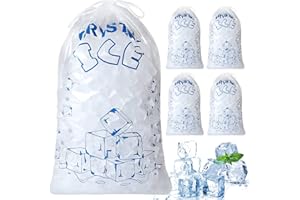 ENNIYU Ice Bags 8 lb with Drawstring, 50 Count Ice Bag for Ice Machine, Heavy-Duty Reusable Ice Cube Bags, Portable Storage and Freezer Keeper