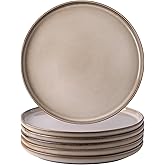 AmorArc Dinner Plates Set of 6, 10.5 Inch Reactive Glaze Ceramic Plates Set, Microwave, Dishwasher Safe, Scratch Resistant, Modern Large Dinnerware Dishes Set Kitchen Stoneware Plates
