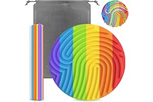 AGIFTMIND Sensory Activity Board Silicone Fidget Toys with Travel Bag and 13 Strings for Adults Kids Anxiety Relief Stress, ADHD & Autism(Rainbow, 6.6in)