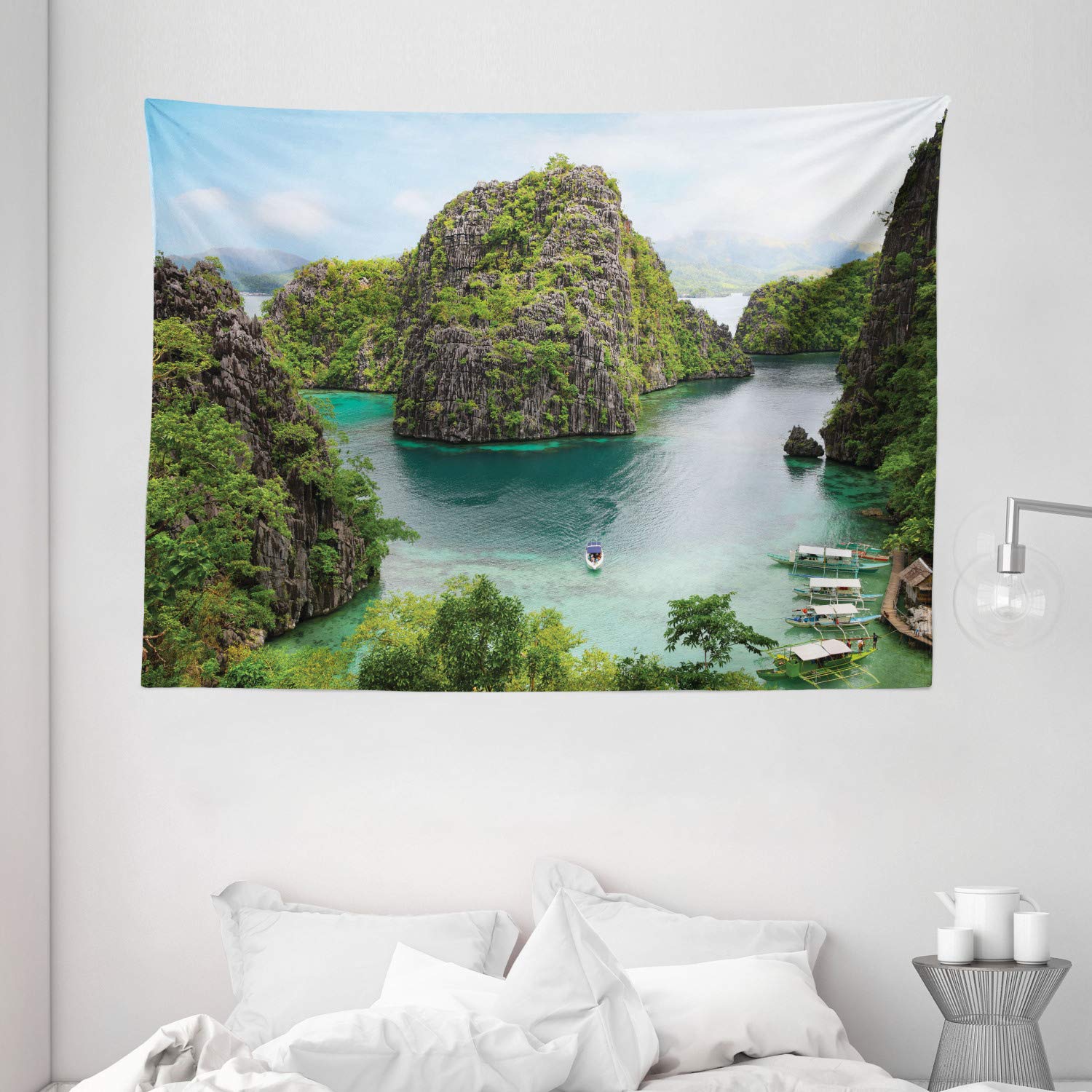 Buy Ambesonne Island Tapestry, Landscape of Majestic Cliff in 
