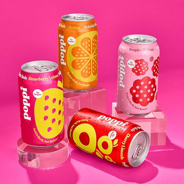 POPPI SPARKLING PREBIOTIC SODA BEVERAGE WITH APPLE CIDER VINEGAR, SELTZER WATER AND FRUIT JUICE, SHORT LIST VARIETY PACK, 12 FL OZ, PACK OF 12, PACKAGING MAY VARY