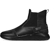 Soulsfeng Fashion High Top Sneakers Reflective Shoes Leather Splicing Lightweight Non Slip Walking Shoes
