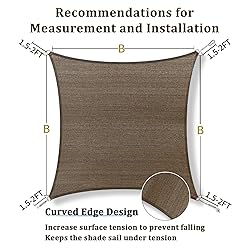 Shade&Beyond 15'x15' Sun Shade Sail Canopy
