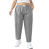 FOREYOND Plus Size Wide Leg Boxer Pants Womens Plaid Pajama Pants Y2K Gingham Lounge Pants Cute PJ Bottoms 1XL-6XL
