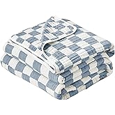 Ultra Soft Cozy 100% Cotton 6-Layer Muslin Baby Blanket 41"x41" Breathable Lightweight Checkered Swaddle Blankets for Baby Boys Essentials Birthday Gifts All Seasons Both Sides (Blue)