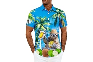 Cozople Mens Hawaiian Shirt Button Down Shirt Casual Short Sleeve Aloha Shirt Summer Beach Dress Shirts