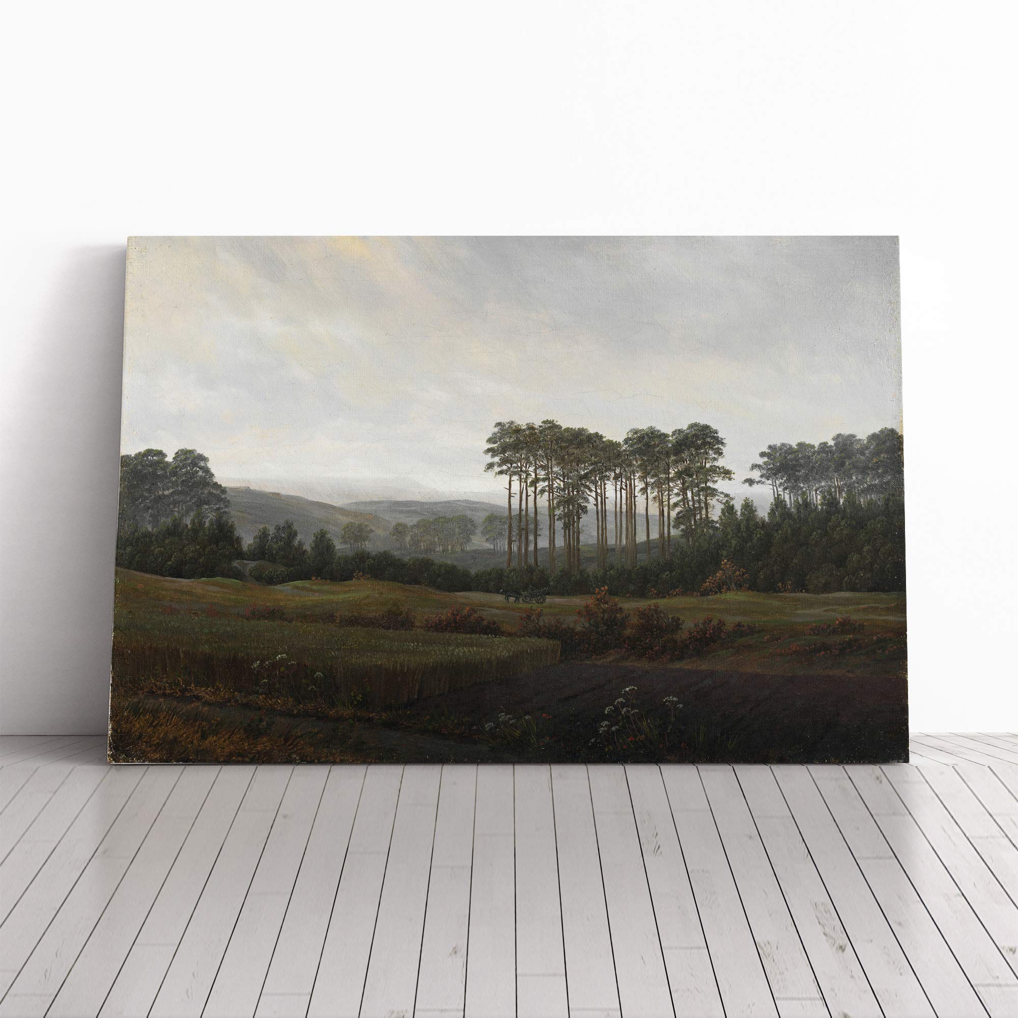 Friedrich Caspar David Landscape (1) Canvas Print | Gallery Wrapped 30mm Frame Wall Art | 20x14 inches | Ready to Hang | Modern Landscape Picture | Living Room Bedroom Lounge Office