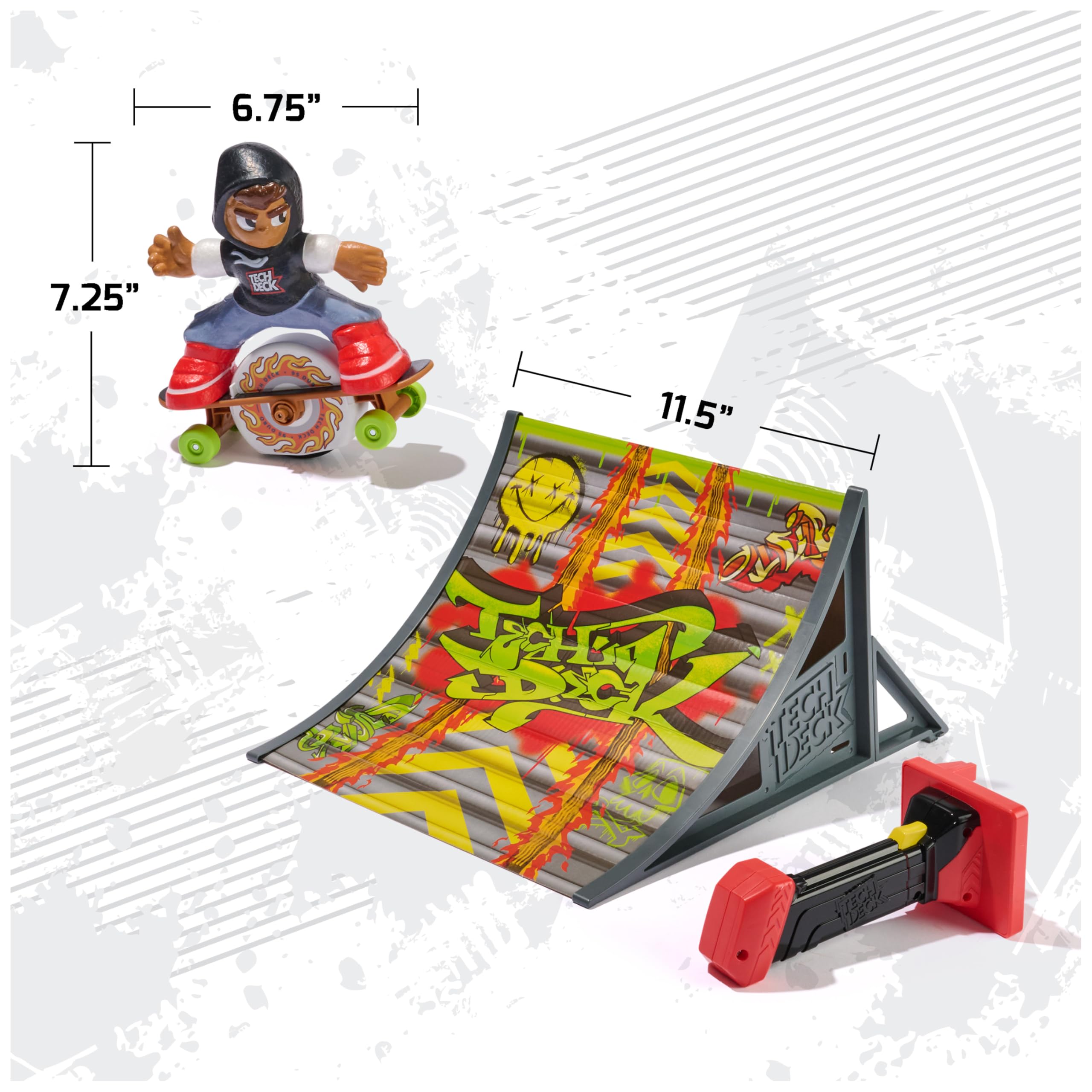 TECH DECK Shred N' Blast Sk8board, Motorized Finger Skateboard Toy with Rider & Ramp for Fast Tricks & High Jumps, Kids Toys for Boys and Girls Ages 6 & Up