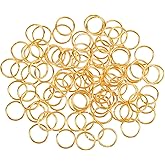 HUIHUIBAO 100 Pieces 16mm Small Open Jump Ring Metal Split Rings for Crafts Making Wind Chimes Costuming Ornaments (Gold)
