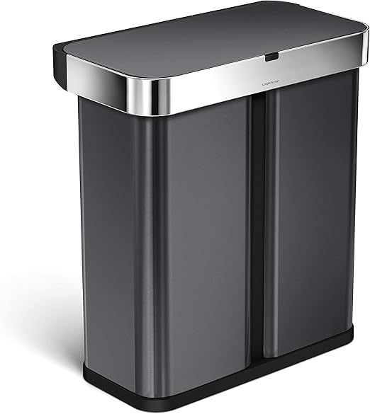 simplehuman 58 Liter / 15.3 Gallon Stainless Steel TouchFree Dual