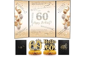 Black Gold 60th Birthday Decorations, 60th Birthday Guest Book Alternative, 60th Birthday Party Decorations, 60th Birthday Pa