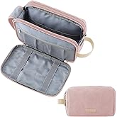 BAGSMART Toiletry Bag for Women, Cosmetic Makeup Bag Organizer, Travel Bag for Toiletries, Dopp Kit Water-resistant Shaving Bag for Accessories, Pink-Medium