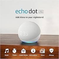 Echo Dot (5th Gen, 2022 release) with clock - Glacier White and 4 months of Amazon Music Unlimited FREE w/ auto-renewal