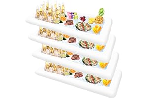 ALLADINBOX 4 Pack Inflatable Serving Bar, Ice Serving Buffet Salad Cooler Food Fruit Drink Containers with Drain Plug, Floating Tray Beverage BBQ Picnic Pool Party Supplies Inflatable Cooler, White