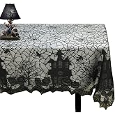 Joysail Halloween Tablecloth - Gothic Black Lace Spider Web Table Cover for Halloween Masquerade, Dinner Party, Scary Movie Nights Table Decorations - 53x68 Inches