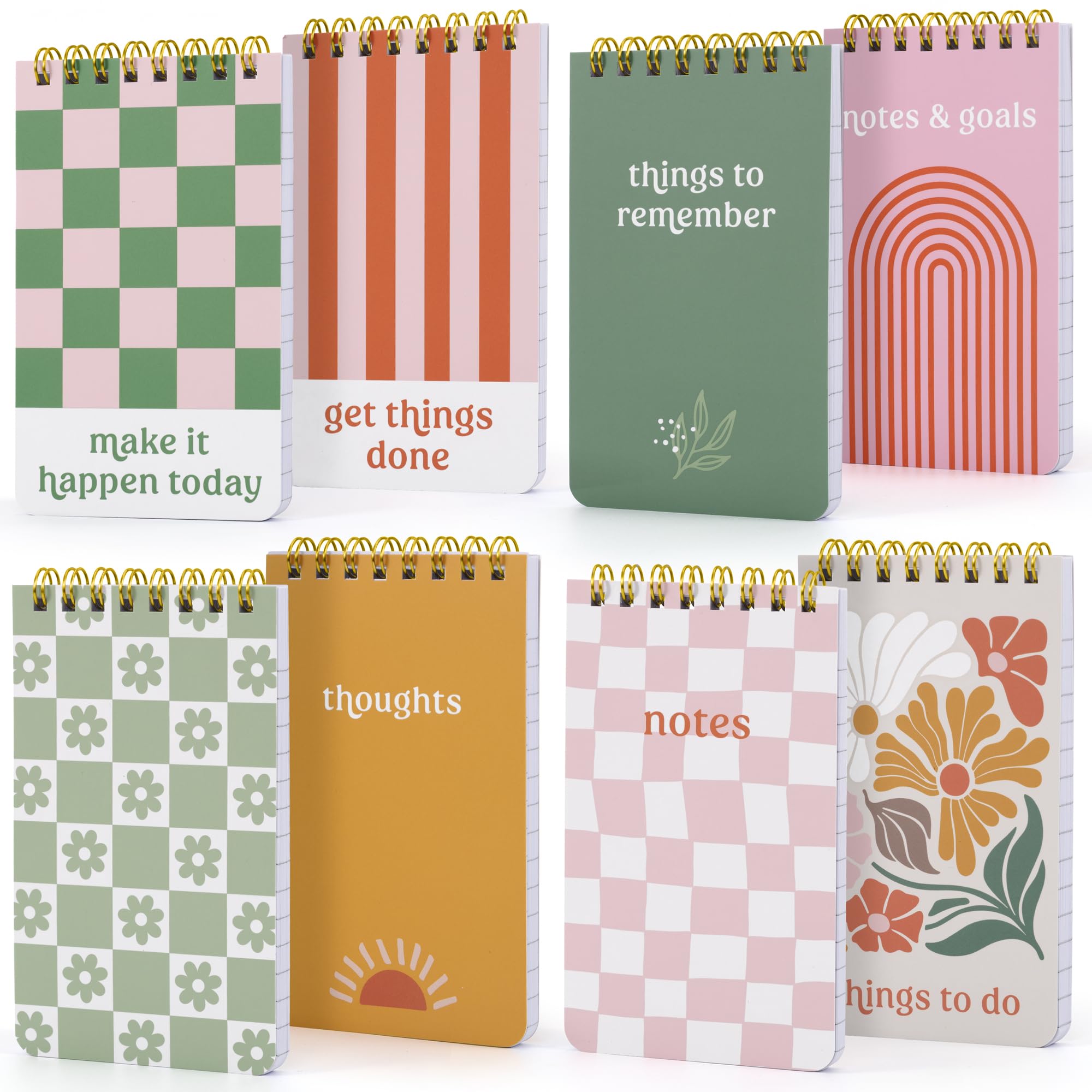Photo 1 of ZICOTO Aesthetic Pocket Notebooks Set Of 8 - Small 3x5 Spiral Notepads With Lined Pages For Women - The Perfect Little Mini Pads to Stay Organized and Boost Productivity at Work or School