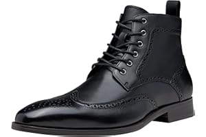 Jousen Mens Boots Leather Dress Boots for Mens Cap-toe Fashion Boots for Men