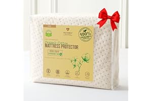 MATTSHIELD ORIGINAL Luxury Waterproof Organic Mattress Protector King - Organic Cotton Breathable Mattress Pad Cover - Premium 380 GSM Comfort - Deep Pocket - Jersey Cotton Skirt - Fitted Design
