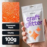 Hemway Fluorescent UV Neon Peach Glitter 100g Chunky Craft Resin Nail view 2