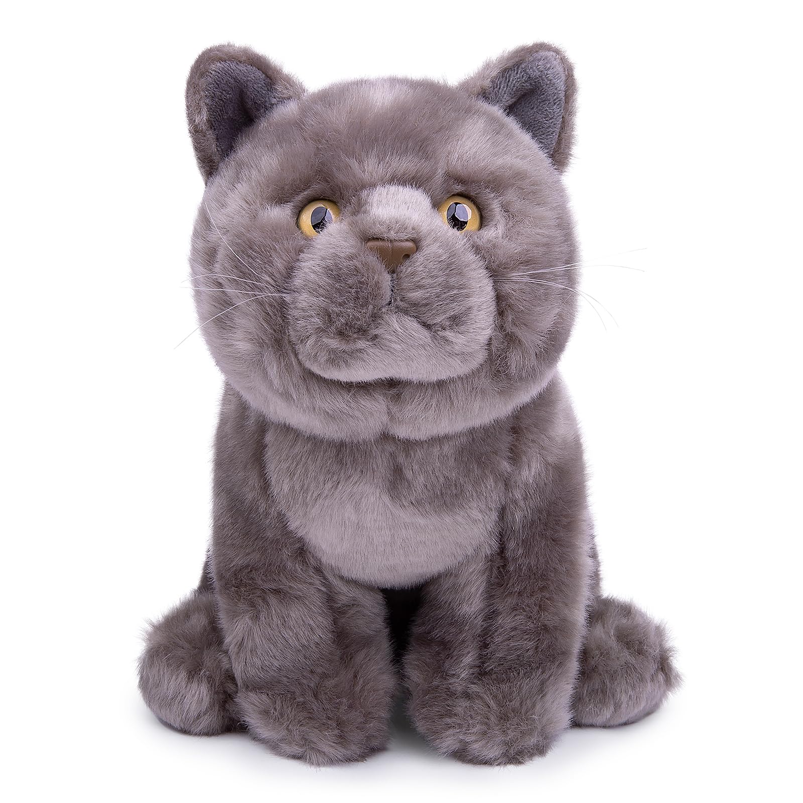 lilizzhoumax 11 Inch Realistic Grey Shorthair Cat Plush Toy - Cute Adorable Cuddly Soft Stuffed Kitten for Kids Girls Boys Home Decor — image 1