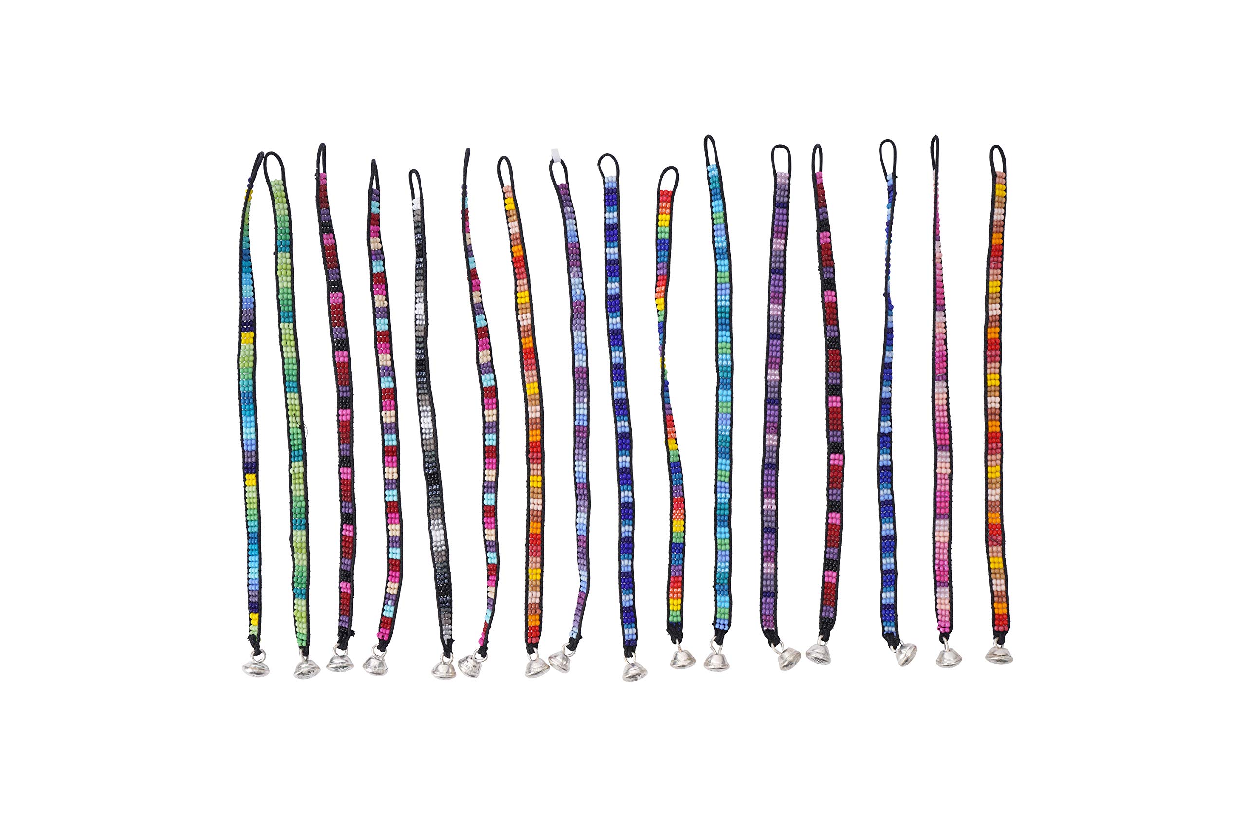 CGB Giftware | Cupcakes & Cartwheels Pack of 6 Multi Colour Stripe Glass Beaded Girls Bracelets | 6 Selected at Random | Colourful Forever Friendship Bracelets | CC00053