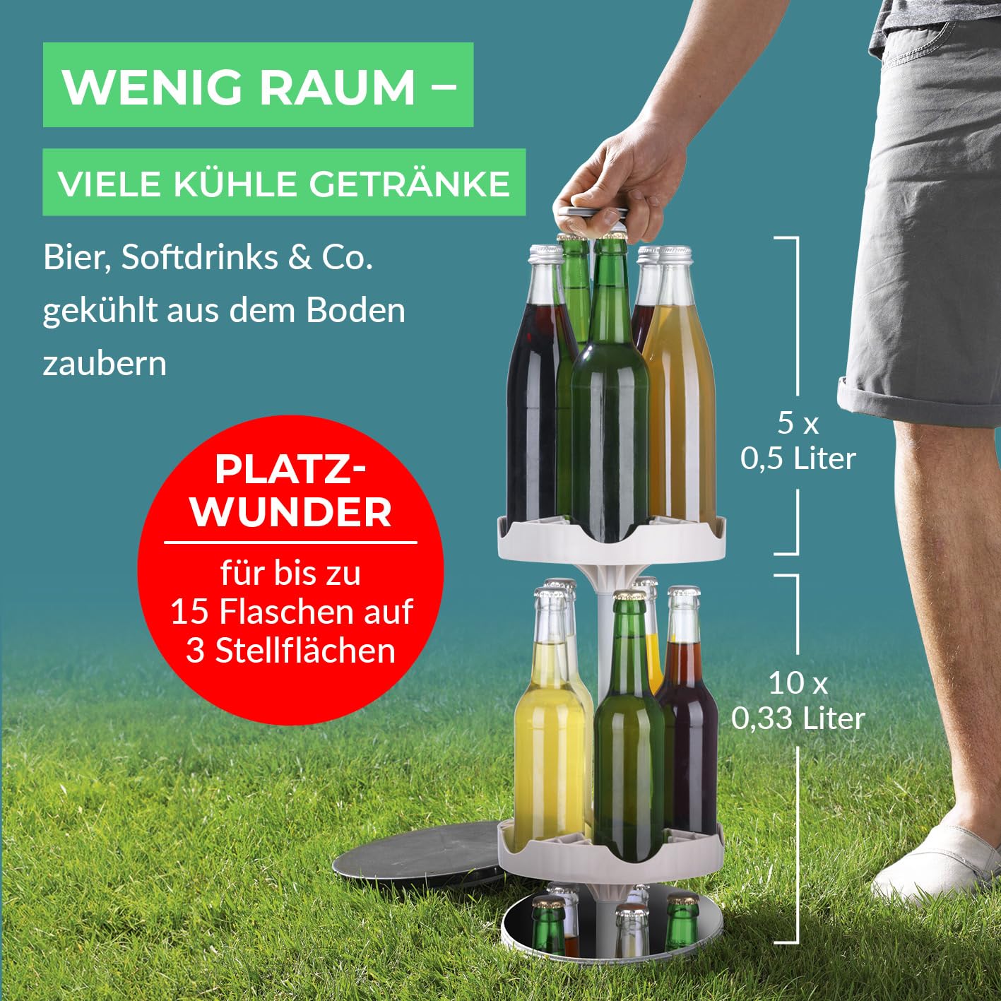 EASYmaxx Flaschenkühler Outdoor | Erdloch- Bierkühler, Camping Kühlschrank, Flaschenkühlschrank | bis zu 15 Flaschen | Highlight im Garten, Outdoorküche und Terrasse 5