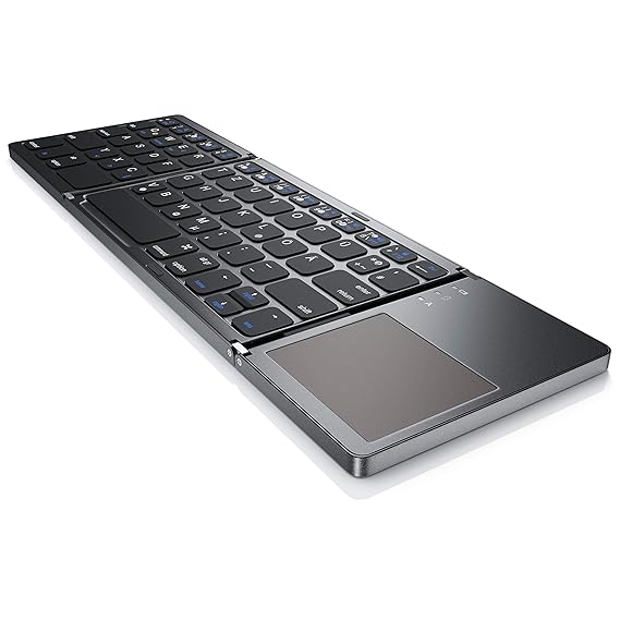 CSL - Bluetooth Tastatur klappbar mit Touchpad für PC Smartphone oder Tablet | faltbares Keyboard im Super Slim Design | Mult