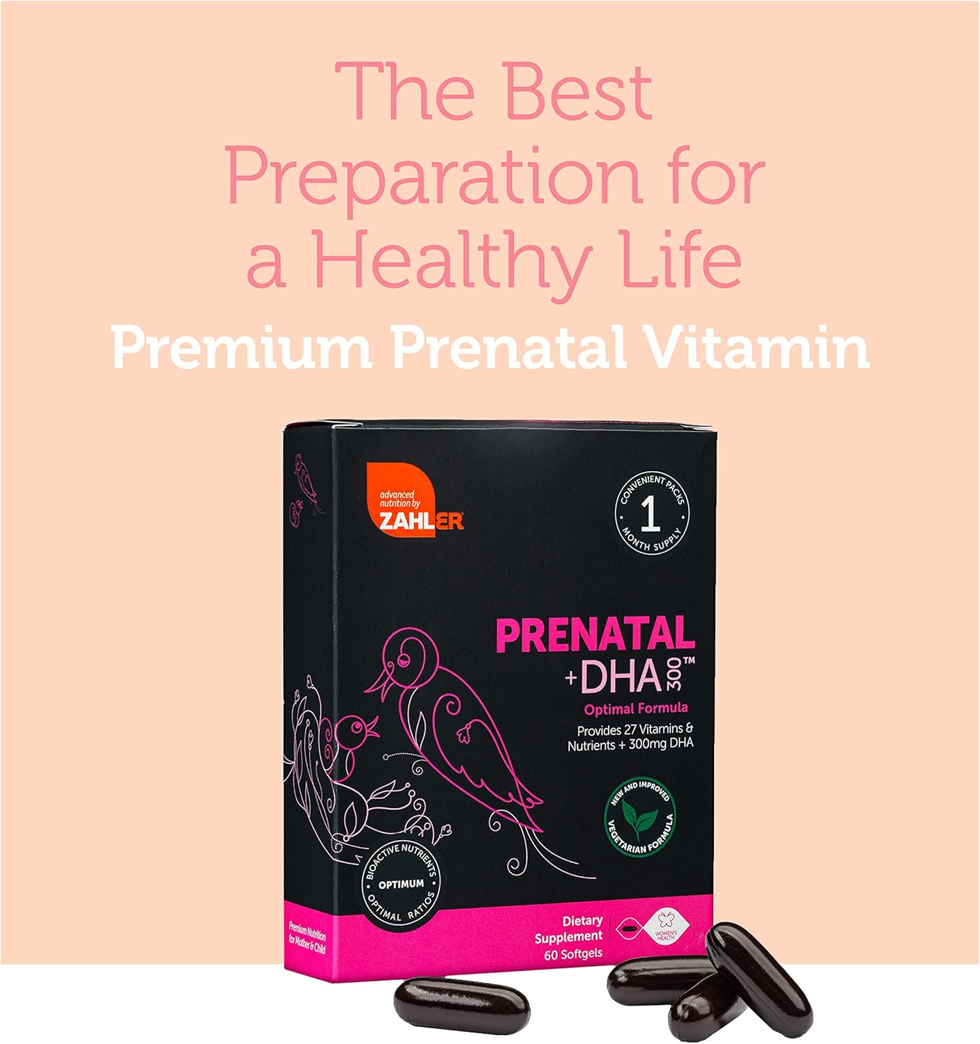 Zahler Prenatal DHA, Premium Prenatal Vitamins for Mother and Child, New and Improved Prenatal with DHA! Certified Kosher, 60 Count: Health & Personal Care