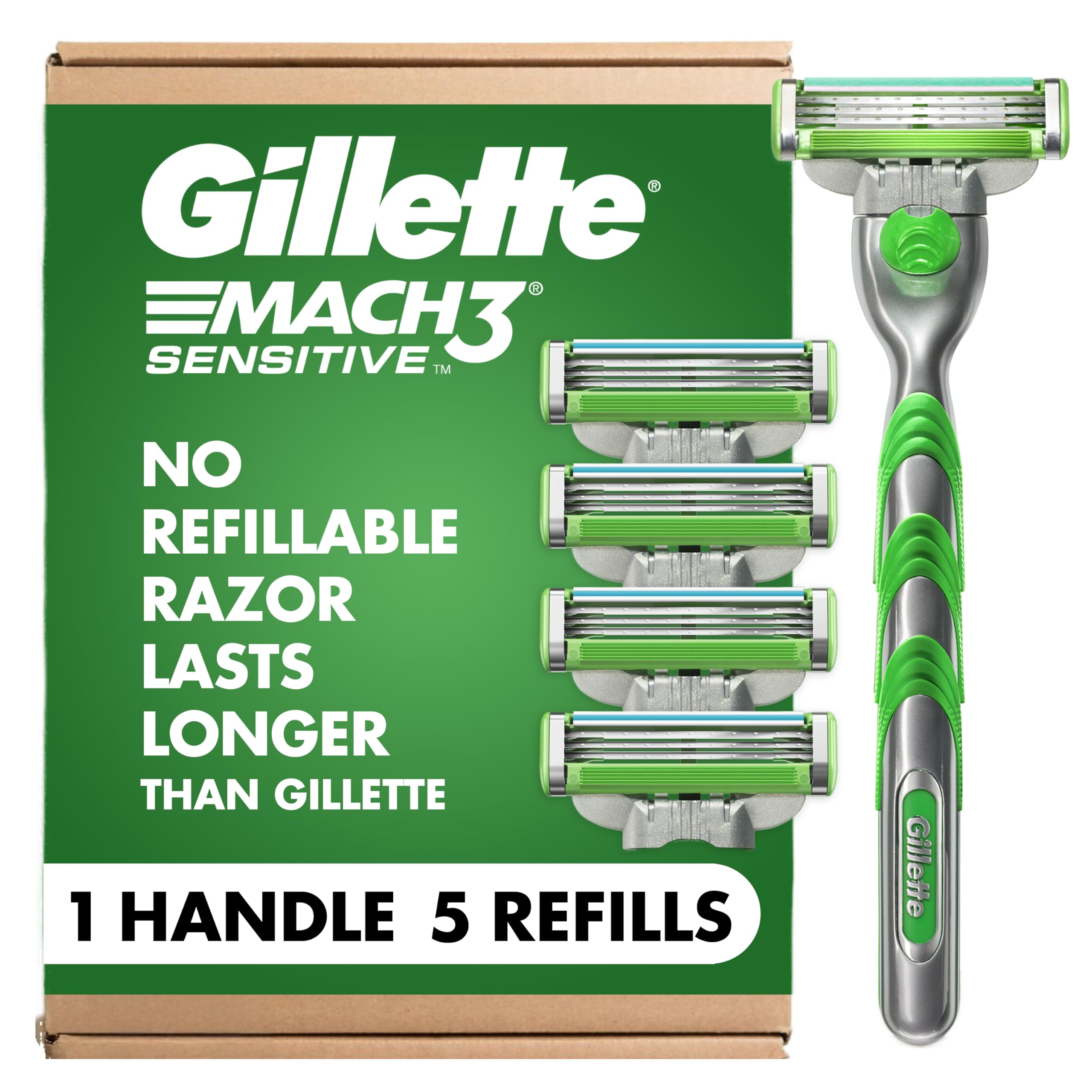 Mach3 Sensitive Razors set Handle with Blade set for Men Green 1P