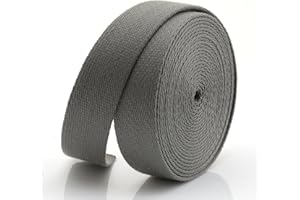 CRAFTMEMORE Heavy Cotton Webbing - Straps for Arts and Crafts, Luxury Bag Strap High Density Webbing (1 1/4 Inch x 5 Yards, Gray)