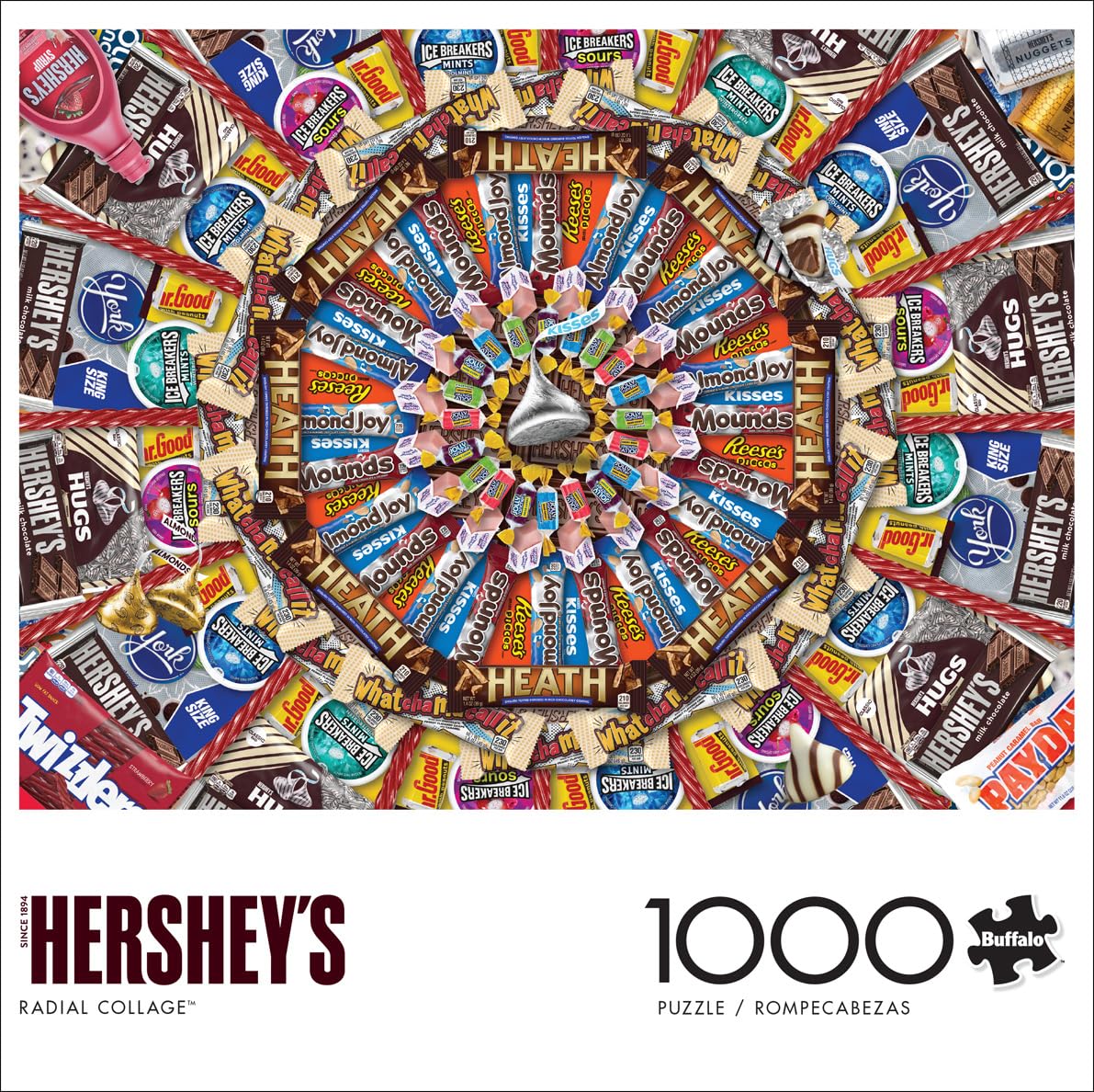 Buffalo Games - Hershey - Hershey Radial Collage - 1000 Piece Jigsaw Puzzle for Adults Challenging Puzzle Perfect for Game Nights - Finished Puzzle Size is 26.75 x 19.75