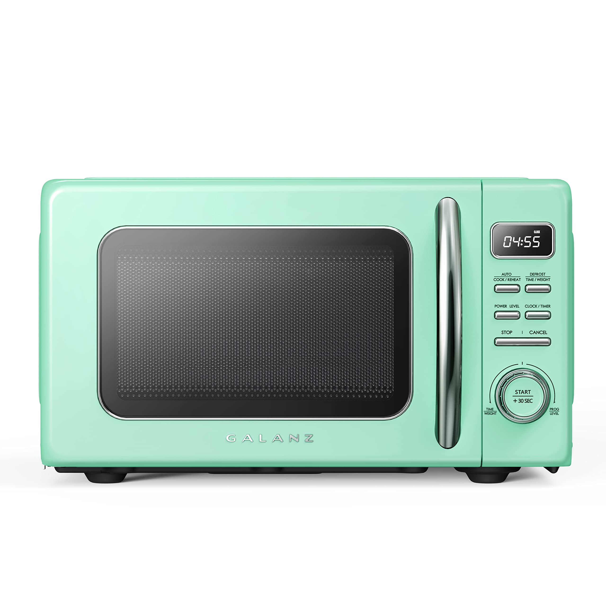 Photo 1 of **FOR PARTS ONLY/ NON-FUNCTIONAL** Galanz GLCMKZ07GNR07 Retro Countertop Microwave Oven with Auto Cook & Reheat, Defrost, Quick Start Functions, Easy Clean with Glass Turntable, Pull Handle.7 cu ft, Green