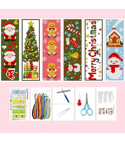 Flowers Blossom Cross Stitch Bookmark Kit - 18ct Plastic Fabric Embroidery Set For Beginners & Adults