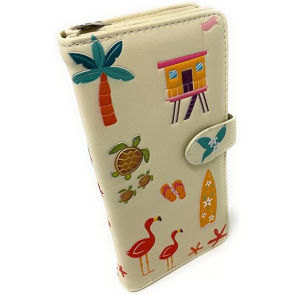 Shag Wear Garden Plant Life Cat Large Wallet For Women And Teen Girls Vegan Faux Leather Beige 7 14536858 W97x53